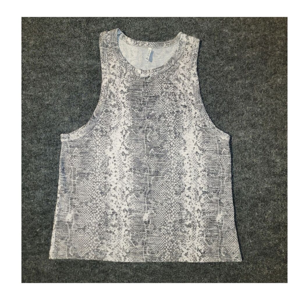 Z Supply Women's Gray and White Snake Print Knit Sleeveless Tank Top Size L